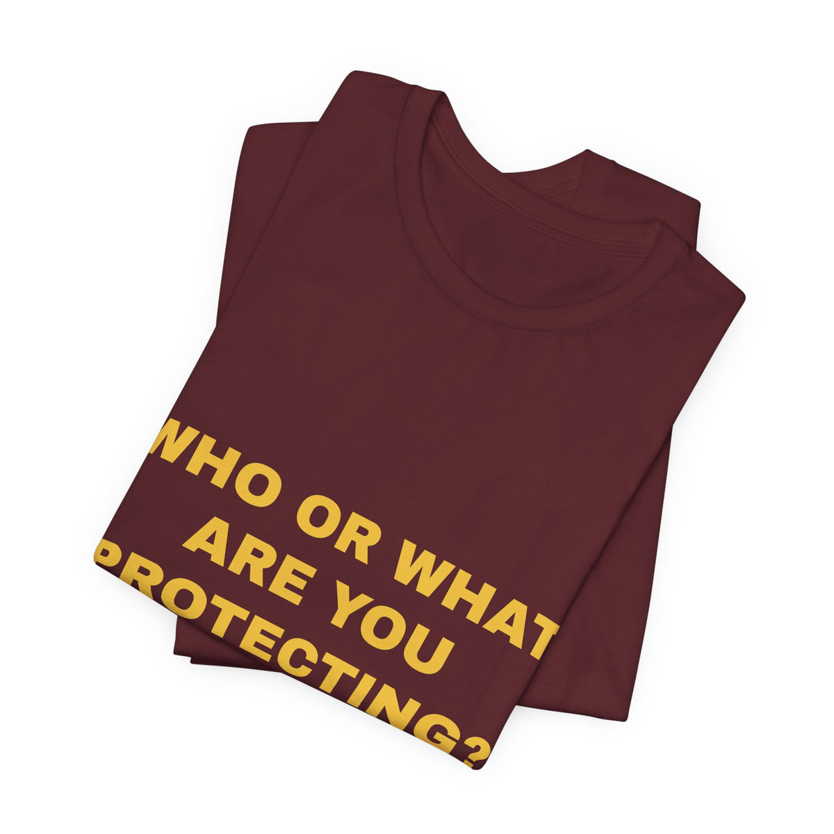 who or WHAT are you protecting? Tee - Gold on Burgundy