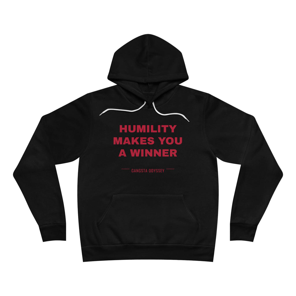 humility makes you a winner Hoodie - Red on Black
