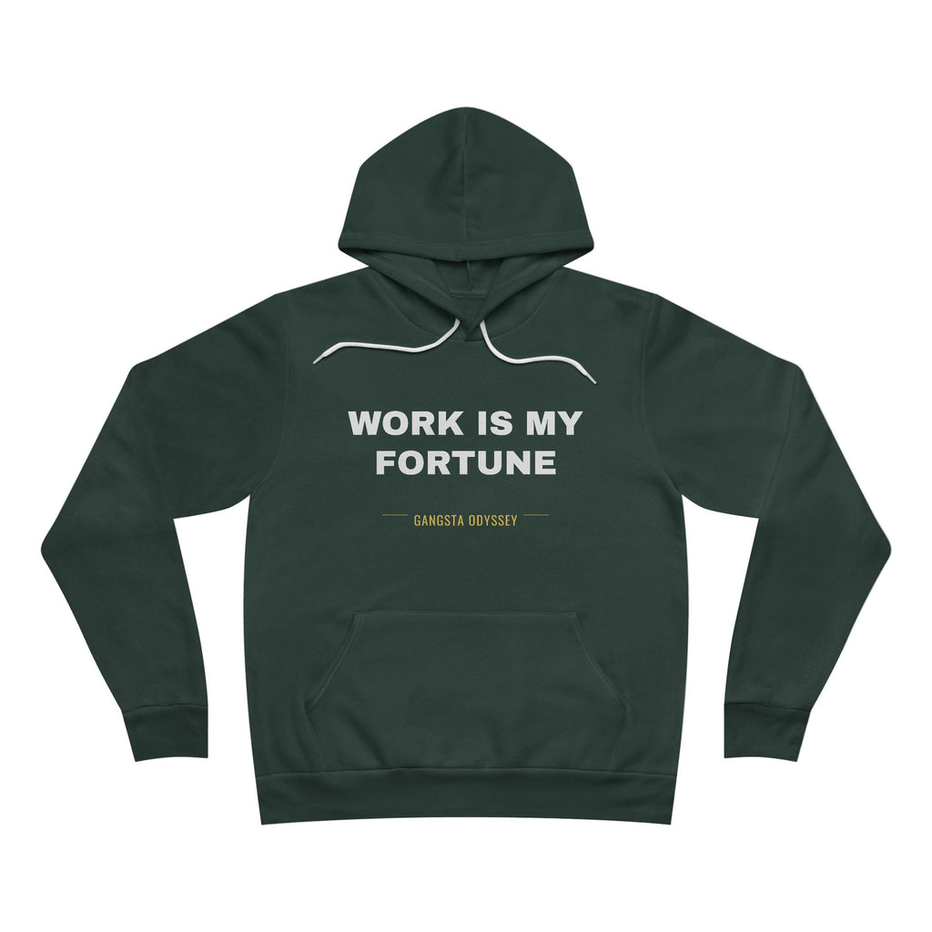 work is my fortune Hoodie - White on Forest
