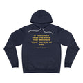 If you could hear the voice that whispers "love" instead of "war," Hoodie - Gold on Navy