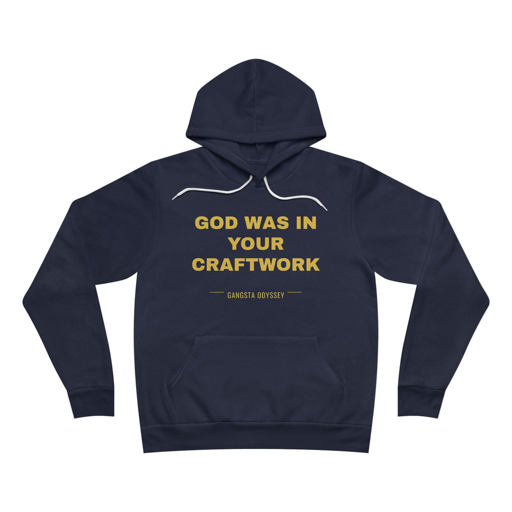 God was in your craftwork Hoodie - Gold on Navy