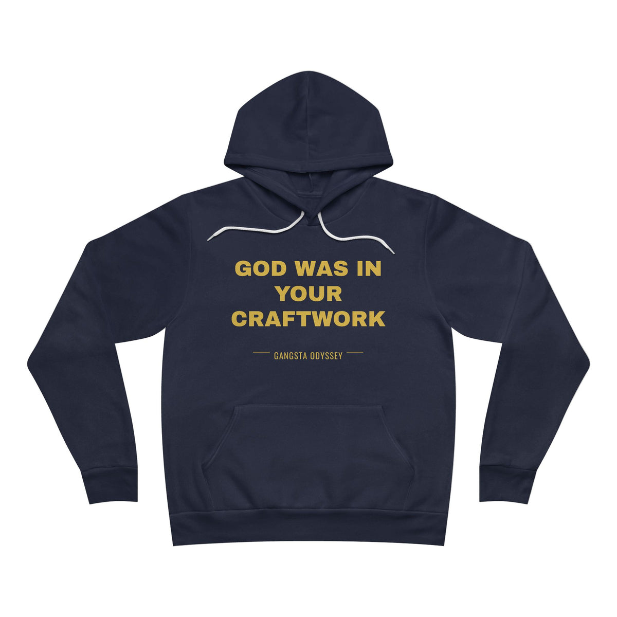 God was in your craftwork Hoodie - Gold on Navy
