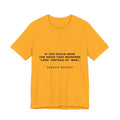 If you could hear the voice that whispers "love" instead of "war," Tee - Black on Gold