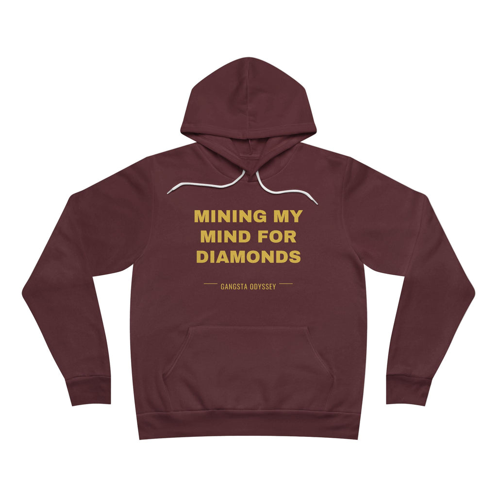 mining my mind for diamonds Hoodie - Gold on Burgundy