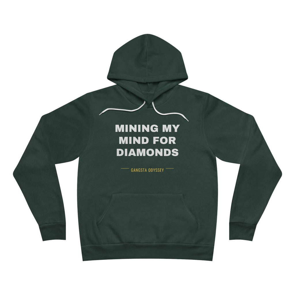 mining my mind for diamonds Hoodie - White on Forest