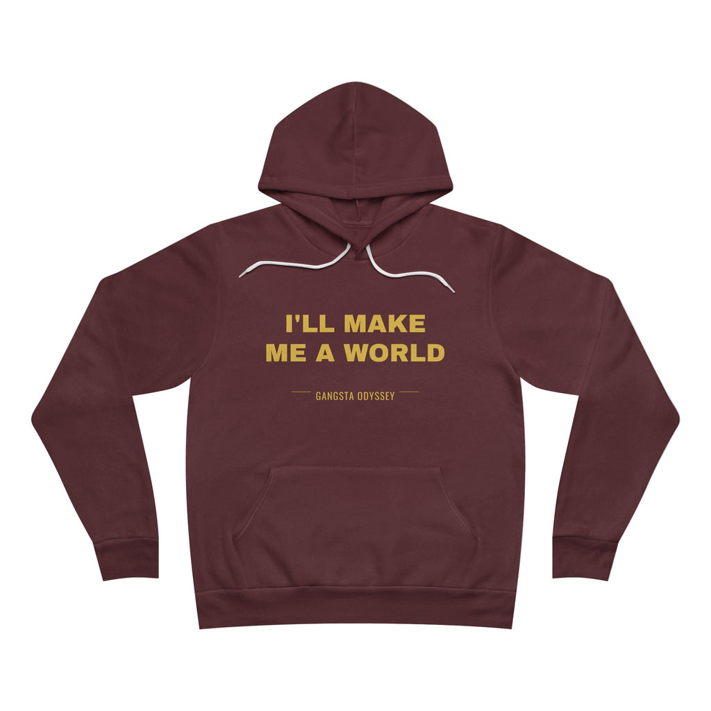 I'll Make Me A World Hoodie - Gold on Burgundy