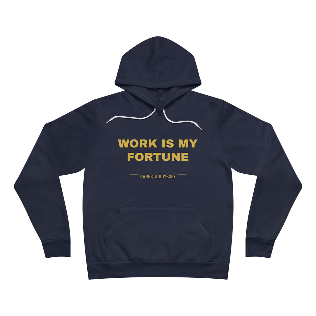 work is my fortune Hoodie - Gold on Navy