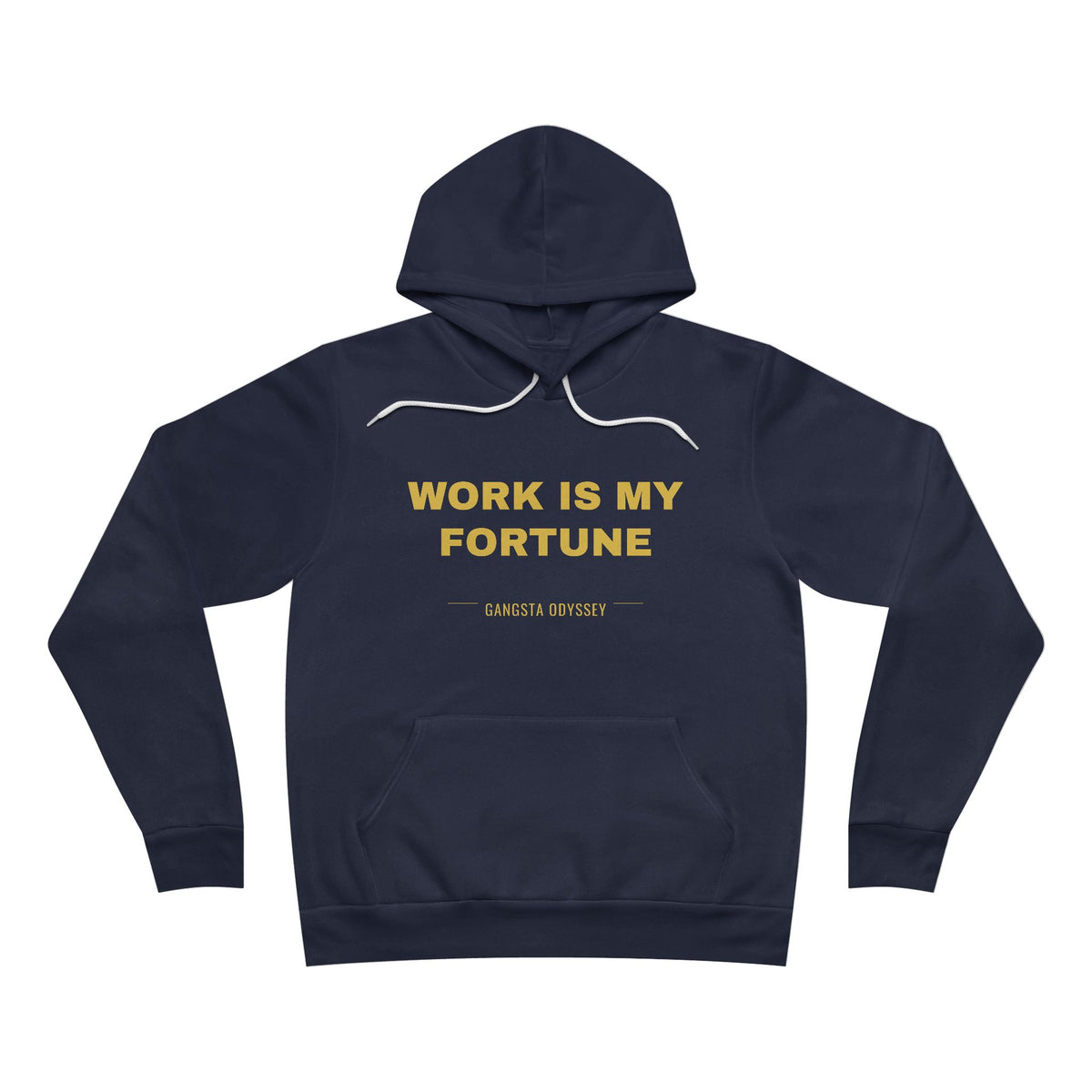 work is my fortune Hoodie - Gold on Navy