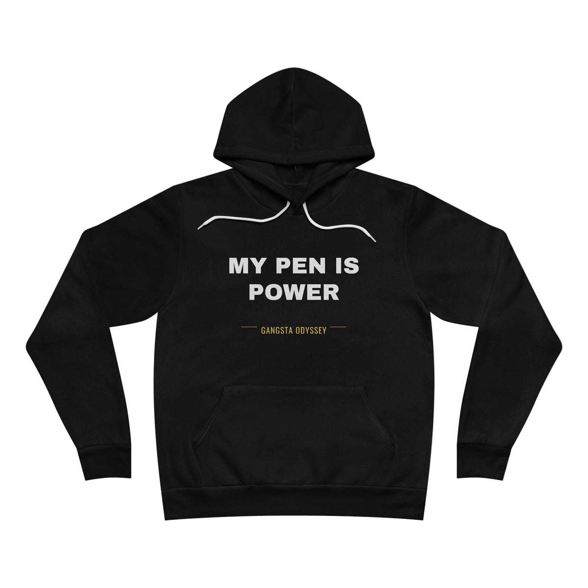 my pen is power Hoodie - White on Black