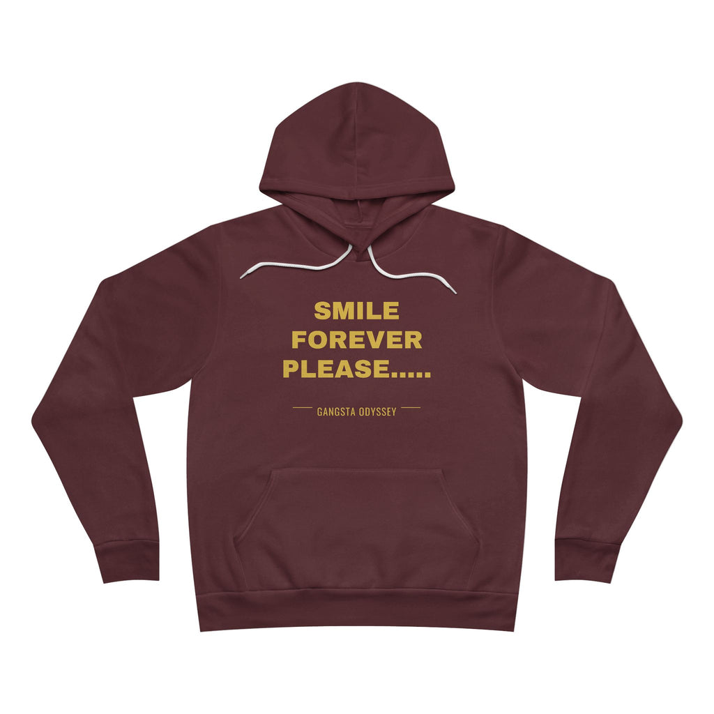 smile forever please..... Hoodie - Gold on Burgundy
