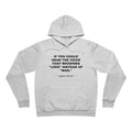 If you could hear the voice that whispers "love" instead of "war," Hoodie - Black on White