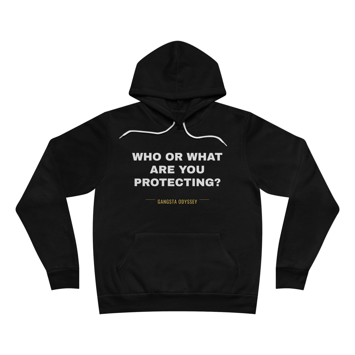 who or WHAT are you protecting? Hoodie - White on Black