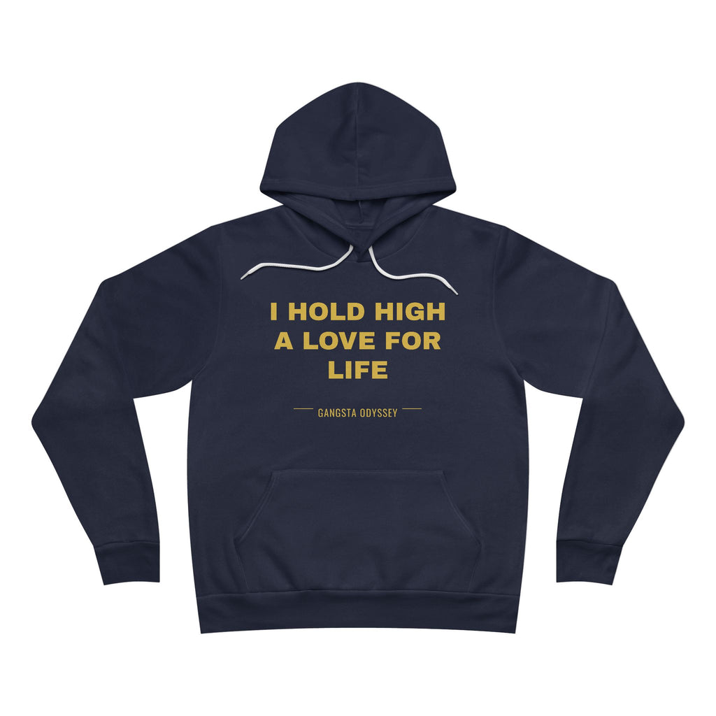 I hold high a love for life Hoodie - Gold on Navy